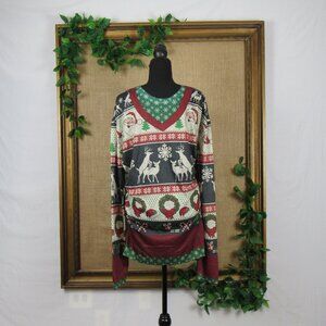 Faux Real Ugly Christmas Long Sleeve T-Shirt (Big & Tall)